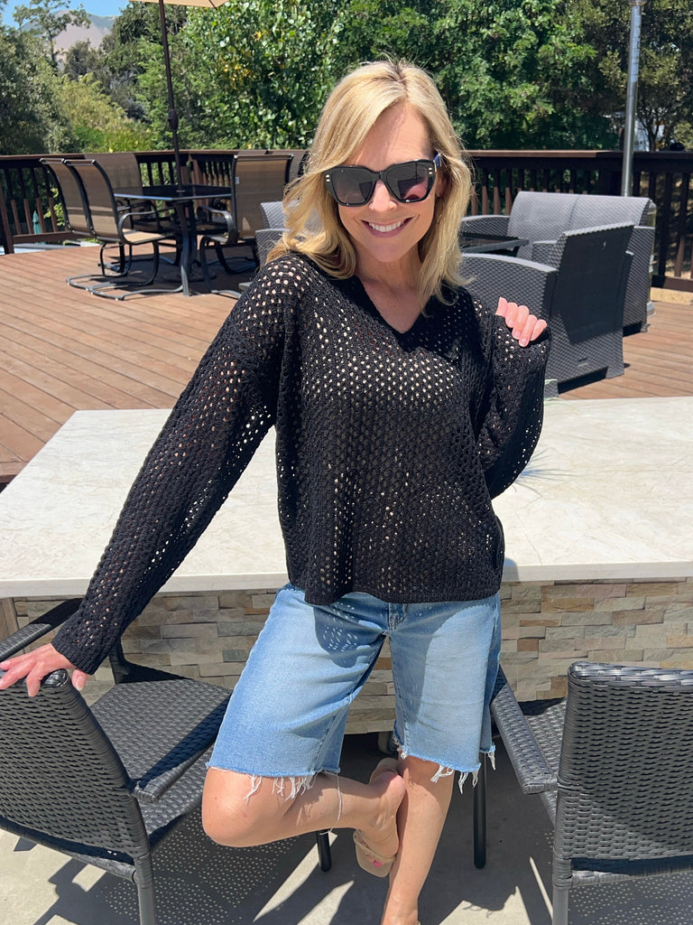 Total Obsession Net Sweater - Black – Ms. Fabulous