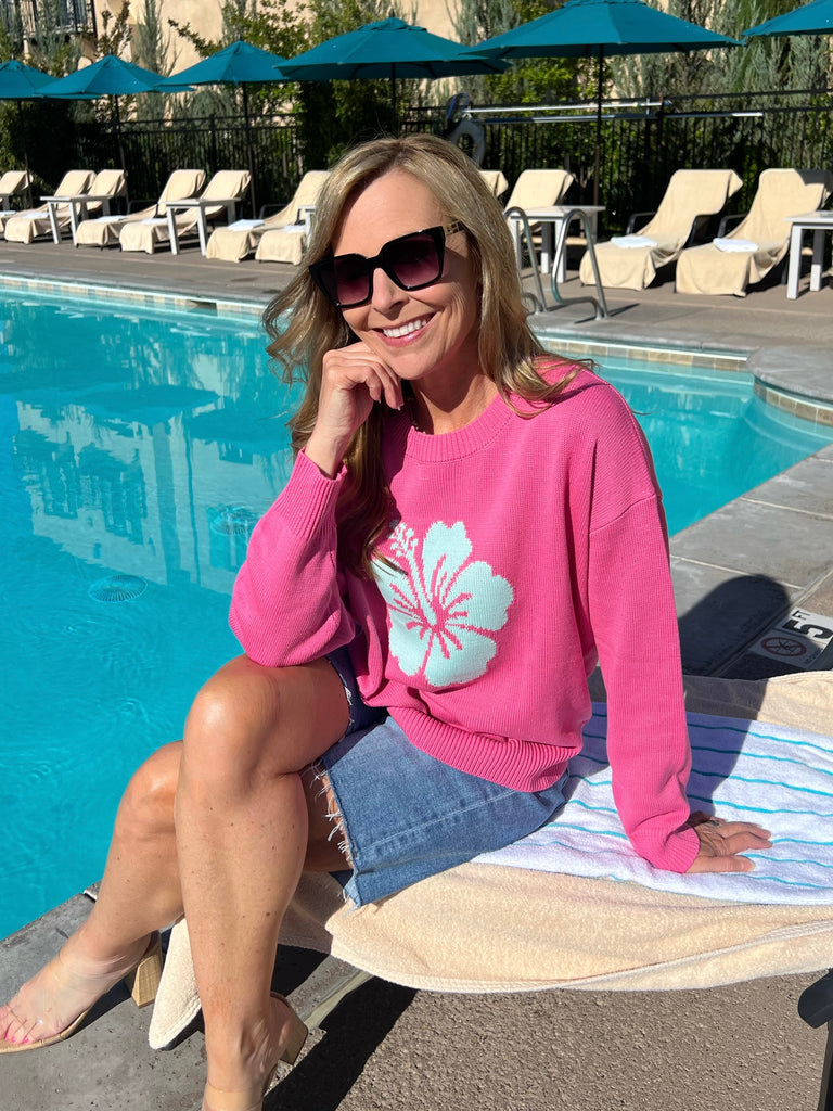 Hello Summer Hibiscus Sweater – Ms. Fabulous