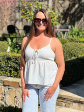 Strappy Smocking Tank - White
