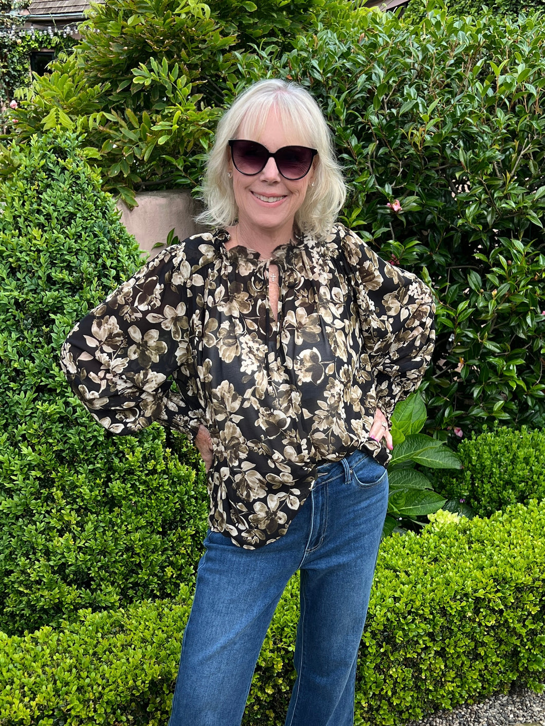 Midnight Floral Blouse