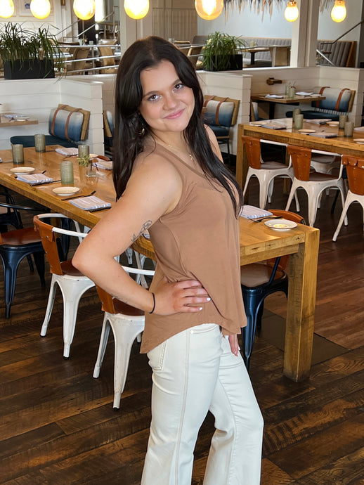 Classic Racer Knit Tank - Toffee