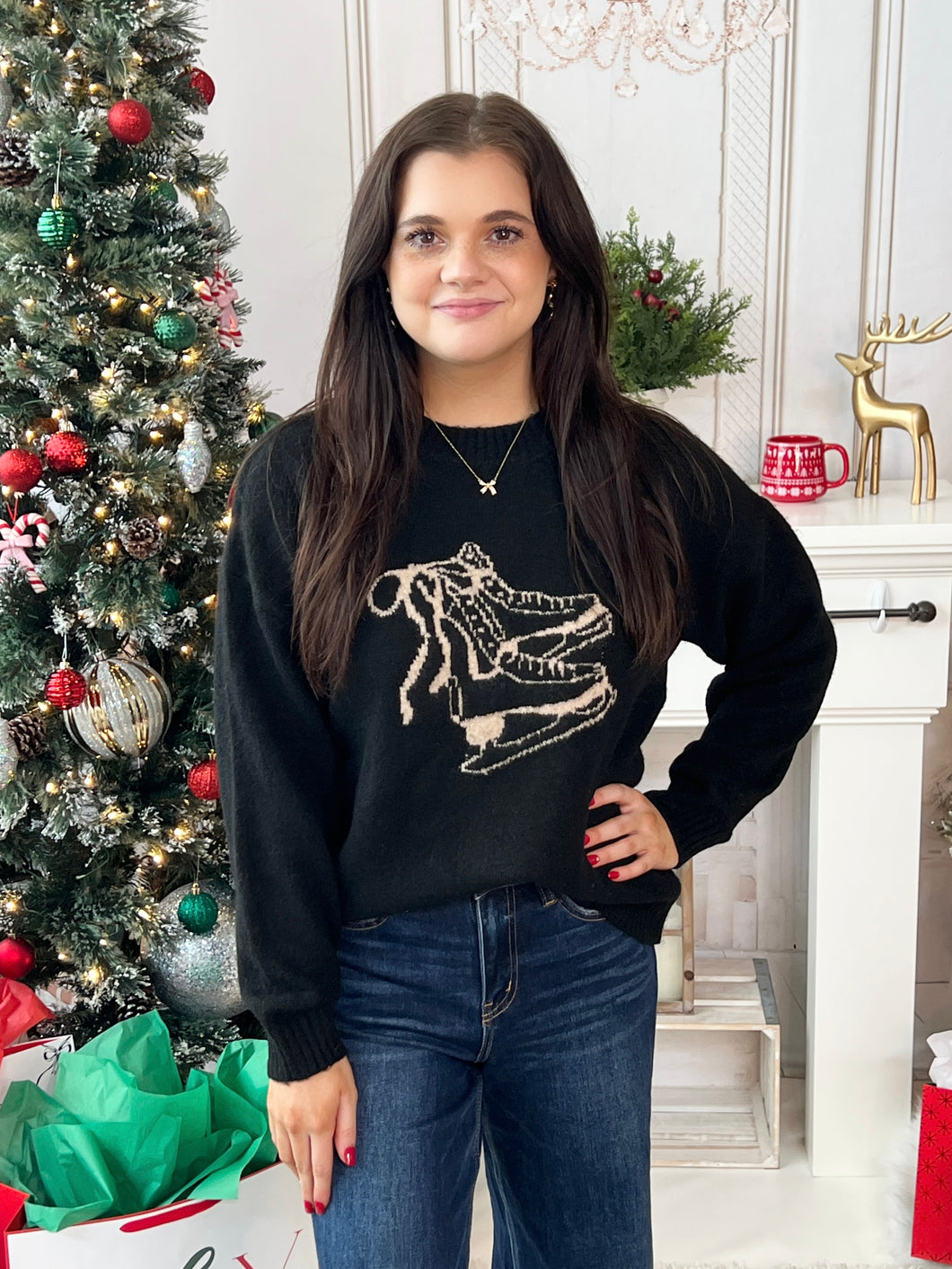 Ice Skating Days Sweater - Black