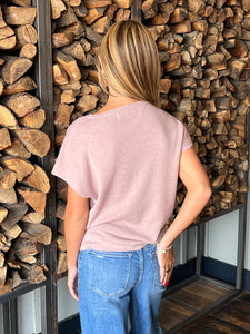 Center Seam Cap Sleeve Sweater - Mauve