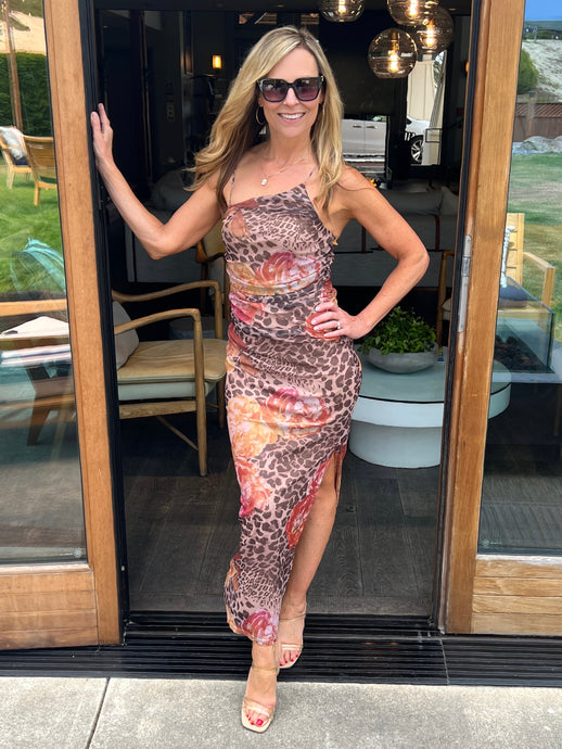 Floral Leopard Mesh Dress