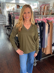 All I Want V-Neck Top - Olive