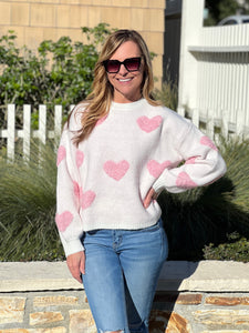 Sweet Love Heart Sweater - Pink