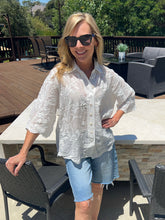 Boho Button Embroidered Blouse - White