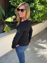 Texture Play Long Sleeve Top - Black