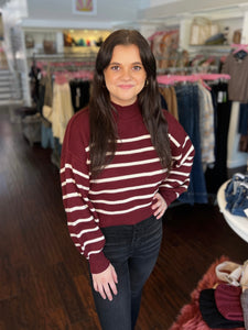 Easy Lover Stripe Sweater - Oxblood