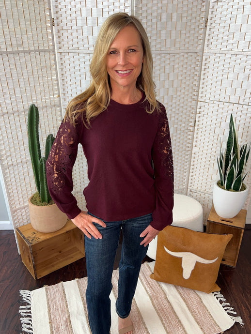 Up In Arms Lace Sleeve Top