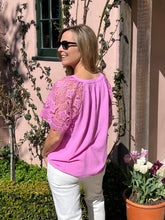 Tell Me More Lace Sleeve Top - Pink