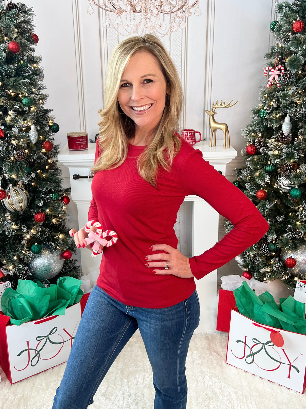 Pure Comfort Ribbed Top - Crimson