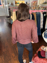 Marled Ribbed Knit Top - Oxblood