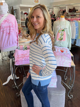 Sweet On Stripes Sweater - Denim Blue