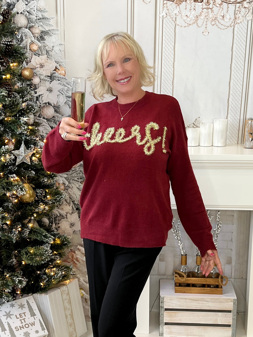 Cheers Pullover Sweater - Burg