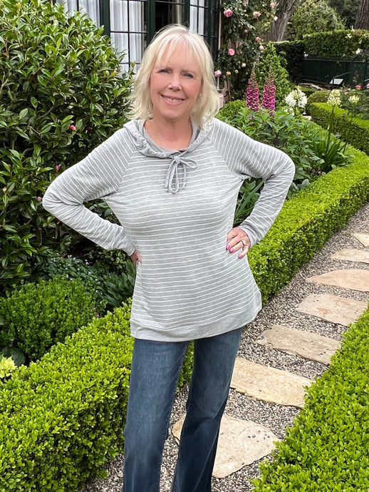 Grey Days Stripe Tunic Hoodie