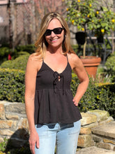 Strappy Smocking Tank - Black