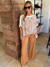 Textured Solid Side Slit Pant - Camel