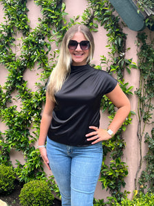 The Socialite Satin Blouse - Black