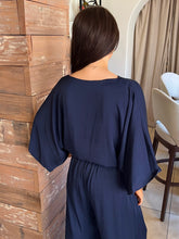 Washed Poly Silk Bubble Top - Navy
