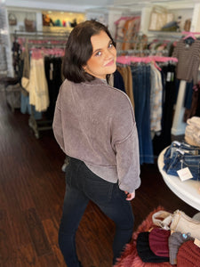 Vintage Ribbed Mock Sweater - Plum
