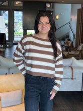 Must Have Stripe Crop Sweater - Brown