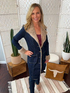 Sherpa Trimmed Denim Coat