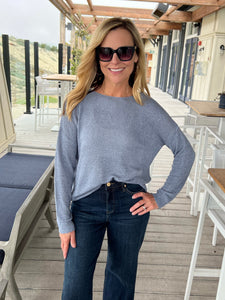 Drop Shoulder Roundneck Sweater - Blue
