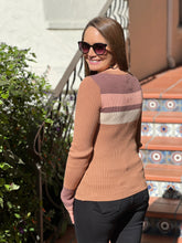 Color Block Ribbed Henley - Camel Mix