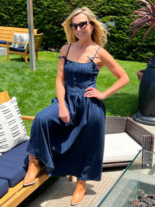 Corset Denim Midi Dress