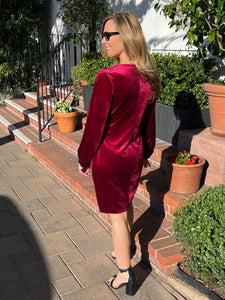 Wrapped In Love Velvet Dress - Wine