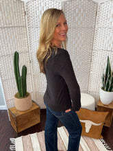 V-Neck Long Sleeve Shirring Top - Java