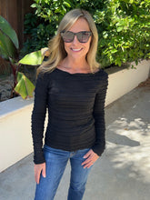 Texture Play Long Sleeve Top - Black