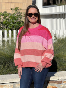 Sweet Dreams Stripe Sweater - Pink