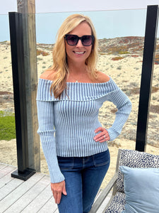 Ribbed Wonder Off Shoulder - Blue