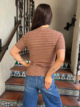 The Crew Front Ruched Tee - Brown Stripe