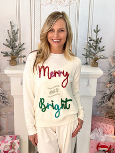 Merry & Bright Sparkle Sweater - White