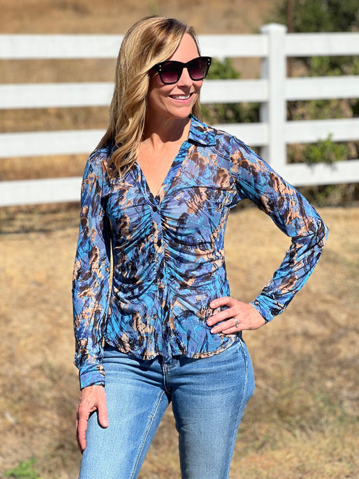 Don't Mesh With Me Top - Blue