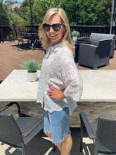 Boho Button Embroidered Blouse - White