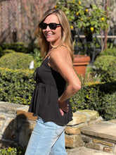 Strappy Smocking Tank - Black