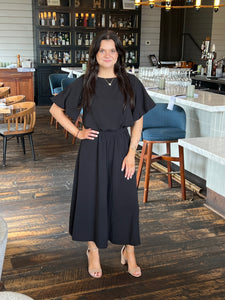 Matte Crepe Midi Pant - Black