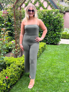 Easy On The Eyes Jumpsuit - Olive