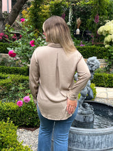 Sleek In Satin L/S Blouse - Taupe