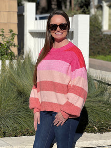 Sweet Dreams Stripe Sweater - Pink