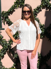 Tell Me More Lace Sleeve Top - White