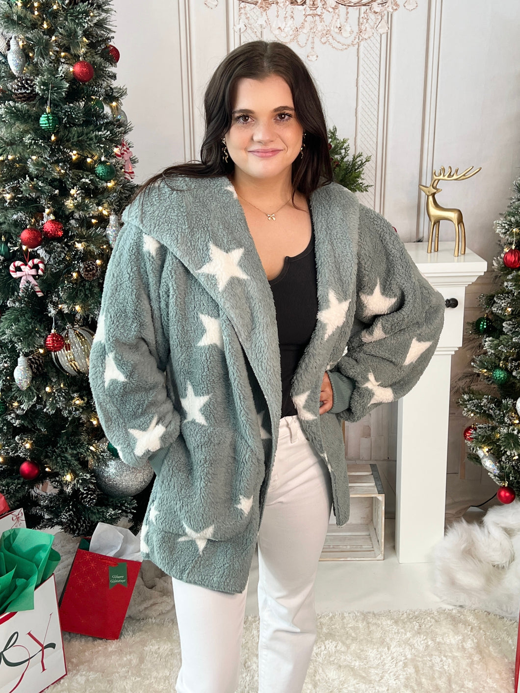 Wishing On A Star Cozy Jacket - Sage