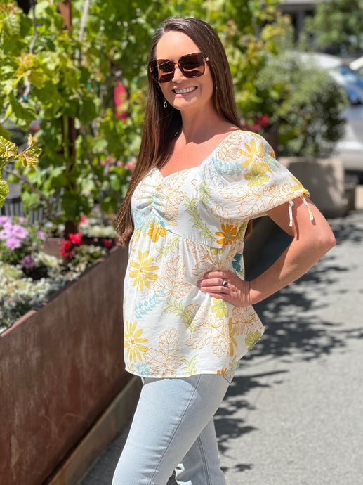 Ivory Floral Fun Top