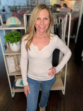 Vintage Ribbed Notched Top - Natural