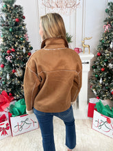 Faux Shearling Suede Toggle Jacket - Camel