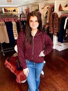 Quilted Comfort Zip Jacket - Wine